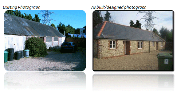 Extension and Conversion of Grade II listed barn to form two dwellings, South Wymering Farm, Portsmouth
