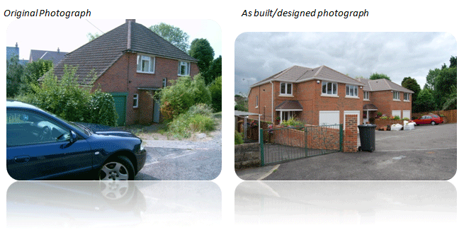 Demolition of existing property and construction of four new dwellings, hedge end, southhampton